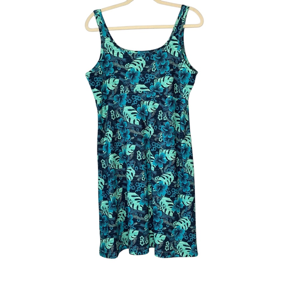 Columbia Blue and Green Floral Midi Dress